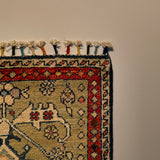 26261-Chobi Ziegler Hand-Knotted/Handmade Afghan Rug/Carpet Modern Authentic/Size: 3'3" x 1'6"/99cm x 46cm
