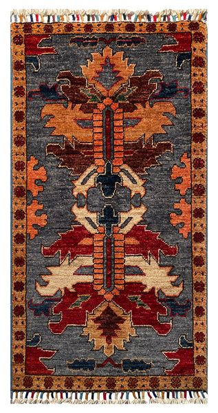 26255-Chobi Ziegler Hand-Knotted/Handmade Afghan Rug/Carpet Modern Authentic/Size: 3'4" x 1'7"/102cm x 48cm