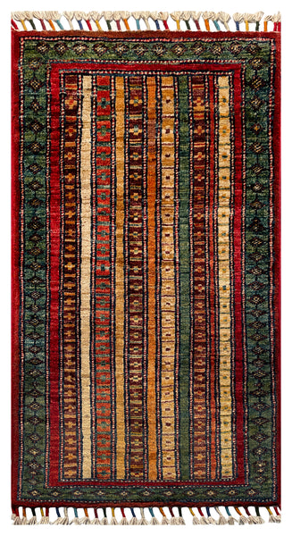 26168 -  Hand-knotted Contemporary Chobi Ziegler /Modern Carpet/Rug / Size: 3'0" x1'6"/91cm x 46cm