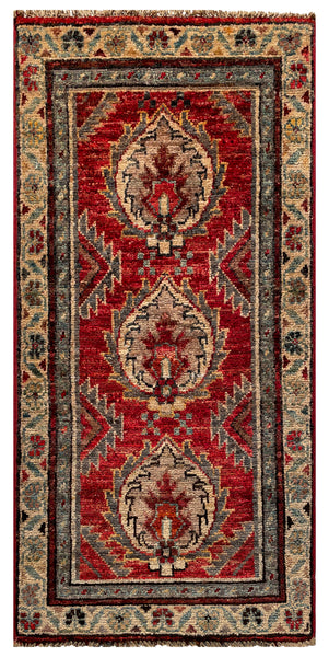 26503-Chobi Ziegler Hand-Knotted/Handmade Afghan Rug/Carpet Modern Authentic/Size: 3'3" x 1'6"/99cm x 46cm