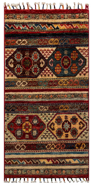 26237 - Hand-knotted Contemporary Chobi Ziegler /Modern Carpet/Rug / Size: 3'3" x 1'6"/99cm x 45cm