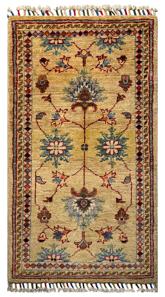 26317-Chobi Ziegler Hand-Knotted/Handmade Afghan Rug/Carpet Modern Authentic/Size: 3'1" x 1'6"/94cm x 46cm