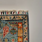 26283-Chobi Ziegler Hand-Knotted/Handmade Afghan Rug/Carpet Modern Authentic/Size: 2'9" x 1'8"/84cm x 51cm