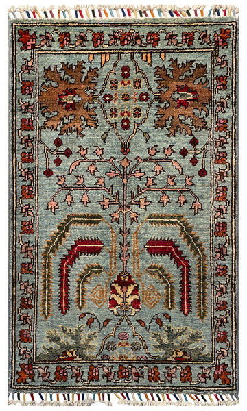 26243 - Hand-knotted Contemporary Chobi Ziegler /Modern Carpet/Rug / Size: 3'3" x 1'9"/99cm x 53cm
