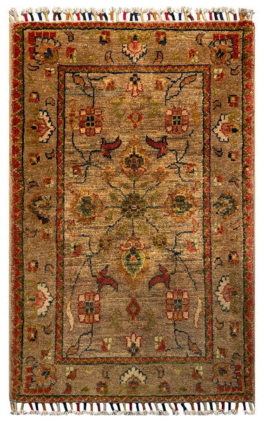 26250-Chobi Ziegler Hand-Knotted/Handmade Afghan Rug/Carpet Modern Authentic/Size: 3'1" x 1'9"/94cm x 53cm
