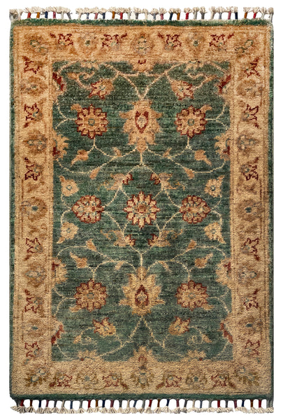 26515-Chobi Ziegler Hand-Knotted/Handmade Afghan Rug/Carpet Modern Authentic/Size: 3'0" x 2'0"/91cm x 61cm
