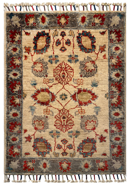 26527-Chobi Ziegler Hand-Knotted/Handmade Afghan Rug/Carpet Modern Authentic/Size: 2'8" x 1'9"/81cm x 53cm