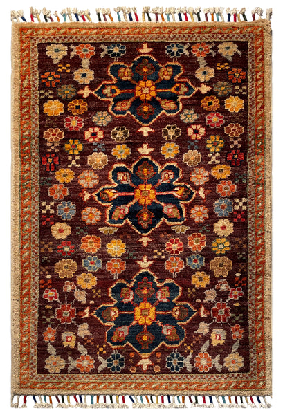 26276-Chobi Ziegler Hand-Knotted/Handmade Afghan Rug/Carpet Modern Authentic/Size: 3'1" x 2'0"/94cm x 61cm