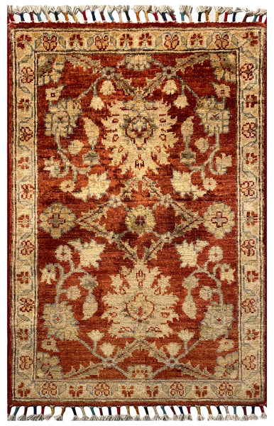 26309-Chobi Ziegler Hand-Knotted/Handmade Afghan Rug/Carpet Modern Authentic/Size: 3'0" x 1'9"/91cm x 53cm