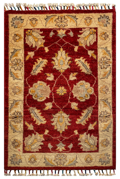 26307-Chobi Ziegler Hand-Knotted/Handmade Afghan Rug/Carpet Modern Authentic/Size: 3'1" x 2'0"/94cm x 61cm