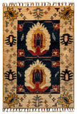 26335-Chobi Ziegler Hand-Knotted/Handmade Afghan Rug/Carpet Modern Authentic/Size: 2'0" x 1'3"/61cm x 38cm