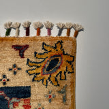 26335-Chobi Ziegler Hand-Knotted/Handmade Afghan Rug/Carpet Modern Authentic/Size: 2'0" x 1'3"/61cm x 38cm