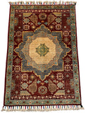 26287-Chobi Ziegler Hand-Knotted/Handmade Afghan Rug/Carpet Modern Authentic/Size: 3'0" x 2'0"/91cm x 61cm