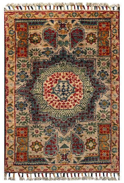 26289-Chobi Ziegler Hand-Knotted/Handmade Afghan Rug/Carpet Modern Authentic/Size: 2'8" x 1'8"/81cm x 51cm