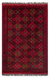 26462 - Khal Mohammad Afghan Hand-Knotted Authentic/Traditional/Rug/Size: 2'1" x 1'3"/64cm x 15cm