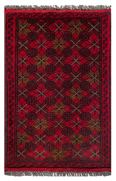 26462 - Khal Mohammad Afghan Hand-Knotted Authentic/Traditional/Rug/Size: 2'1" x 1'3"/64cm x 15cm