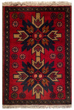 26214 - Khal Mohammad Afghan Hand-Knotted Authentic/Traditional/Rug/Size: 2'0" x 1'3"/61cm x 38cm