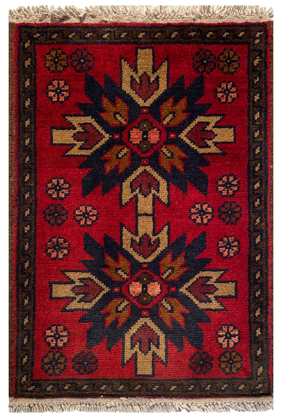 26214 - Khal Mohammad Afghan Hand-Knotted Authentic/Traditional/Rug/Size: 2'0" x 1'3"/61cm x 38cm