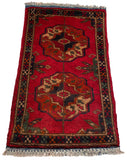 26373- Khal Mohammad Afghan Hand-Knotted Authentic/Traditional/Rug/Size: 2'0" x 1'2"/61cm x 36cm