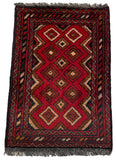 26374- Khal Mohammad Afghan Hand-Knotted Authentic/Traditional/Rug/Size: 2'0" x 1'4"/61cm x 41cm