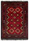26374- Khal Mohammad Afghan Hand-Knotted Authentic/Traditional/Rug/Size: 2'0" x 1'4"/61cm x 41cm