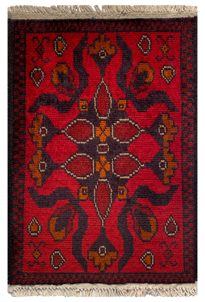 26209 - Khal Mohammad Afghan Hand-Knotted Authentic/Traditional/Rug/Size: 2'0" x 1'3"/61cm x 38cm