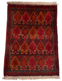 26344- Khal Mohammad Afghan Hand-Knotted Authentic/Traditional/Rug/Size: 2'0" x 1'4"/61cm x 41cm