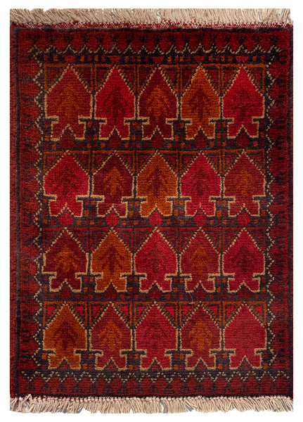 26344- Khal Mohammad Afghan Hand-Knotted Authentic/Traditional/Rug/Size: 2'0" x 1'4"/61cm x 41cm