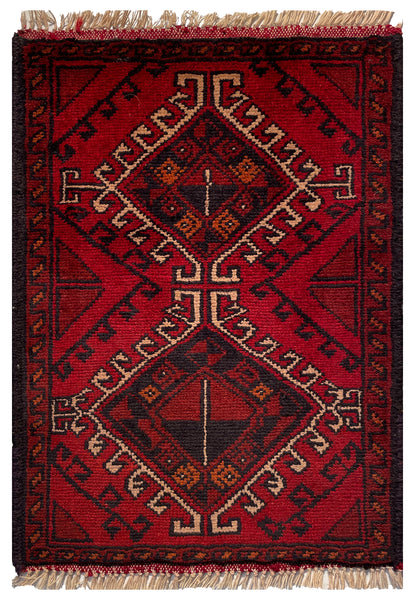 26191 - Khal Mohammad Afghan Hand-Knotted Authentic/Traditional/Rug/Size: 2'1" x 1'4"/64cm x 41cm