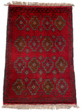 26362- Khal Mohammad Afghan Hand-Knotted Authentic/Traditional/Rug/Size: 2'0" x 1'4"/61cm x 41cm