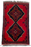 26336- Khal Mohammad Afghan Hand-Knotted Authentic/Traditional/Rug/Size: 2'0" x 1'4"/61cm x 41cm