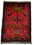 26410- Khal Mohammad Afghan Hand-Knotted Authentic/Traditional/Rug/Size: 2'0" x 1'3"/61cm x 38cm
