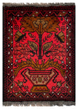 26410- Khal Mohammad Afghan Hand-Knotted Authentic/Traditional/Rug/Size: 2'0" x 1'3"/61cm x 38cm