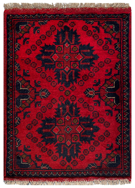 26406- Khal Mohammad Afghan Hand-Knotted Authentic/Traditional/Rug/Size: 2'0" x 1'4"/61cm x 41cm