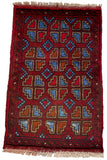 26384- Khal Mohammad Afghan Hand-Knotted Authentic/Traditional/Rug/Size: 2'0" x 1'3"/61cm x 38cm