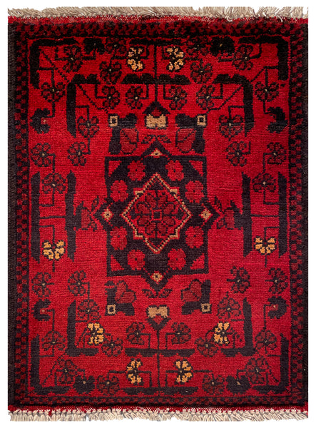 26466 - Khal Mohammad Afghan Hand-Knotted Authentic/Traditional/Rug/Size: 1'9" x 1'4"/53cm x 41cm