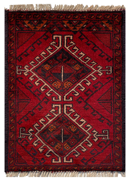 26196 - Khal Mohammad Afghan Hand-Knotted Authentic/Traditional/Rug/Size: 2'0" x 1'4"/61cm x 41cm