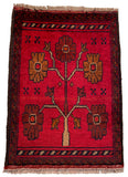 26387- Khal Mohammad Afghan Hand-Knotted Authentic/Traditional/Rug/Size: 2'0" x 1'4"/61cm x 41cm
