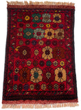 26337- Khal Mohammad Afghan Hand-Knotted Authentic/Traditional/Rug/Size: 1'9" x 1'4"/53cm x 41cm