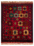 26337- Khal Mohammad Afghan Hand-Knotted Authentic/Traditional/Rug/Size: 1'9" x 1'4"/53cm x 41cm
