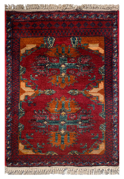 26220 - Khal Mohammad Afghan Hand-Knotted Authentic/Traditional/Rug/Size: 1'9" x 1'3"/53cm x 38cm