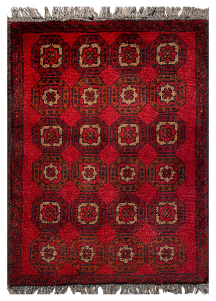 26359- Khal Mohammad Afghan Hand-Knotted Authentic/Traditional/Rug/Size: 2'0" x 1'4"/61cm x 41cm