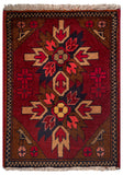 26400- Khal Mohammad Afghan Hand-Knotted Authentic/Traditional/Rug/Size: 2'0" x 1'4"/61cm x 41cm