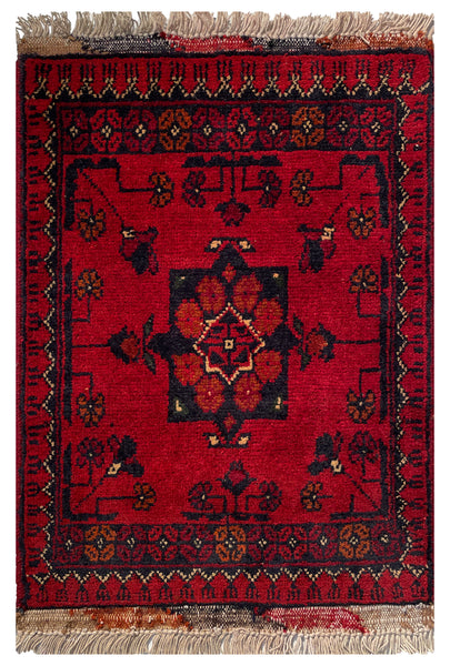 26465 - Khal Mohammad Afghan Hand-Knotted Authentic/Traditional/Rug/Size: 2'0" x 1'3"/61cm x 38cm
