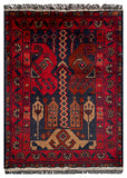 26392- Khal Mohammad Afghan Hand-Knotted Authentic/Traditional/Rug/Size: 2'0" x 1'4"/61cm x 41cm