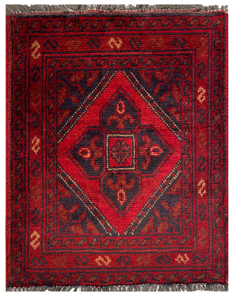 26424 - Khal Mohammad Afghan Hand-Knotted Authentic/Traditional/Rug/Size: 1'9" x 1'4"/53cm x 41cm