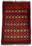 26394- Khal Mohammad Afghan Hand-Knotted Authentic/Traditional/Rug/Size: 2'0" x 1'3"/61cm x 38cm