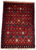 26463 - Khal Mohammad Afghan Hand-Knotted Authentic/Traditional/Rug/Size: 1'9" x 1'4"/53cm x 41cm