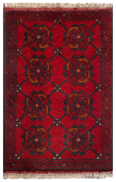 26200 - Khal Mohammad Afghan Hand-Knotted Authentic/Traditional/Rug/Size: 2'1" x 1'3"/64cm x 38cm