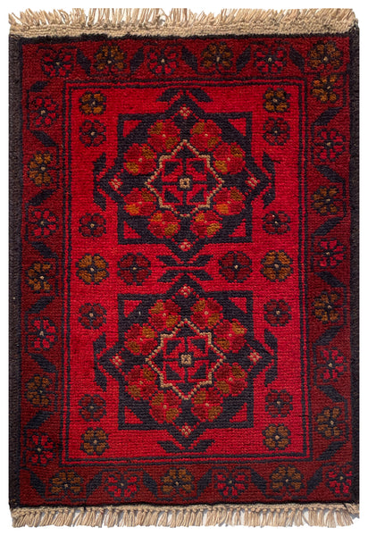 26230 - Khal Mohammad Afghan Hand-Knotted Authentic/Traditional/Rug/Size: 1'9" x 1'3"/53cm x 38cm